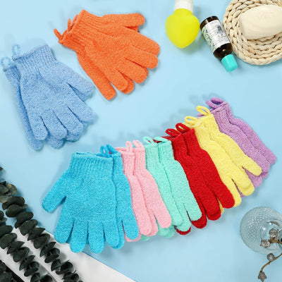 12-Color Body Scrub Shower Gloves Kit