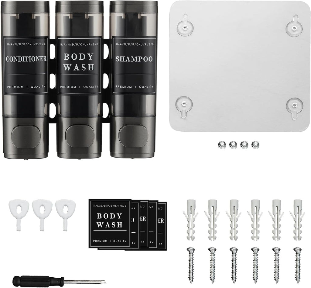 No-Drill Triple Shower Soap Dispenser