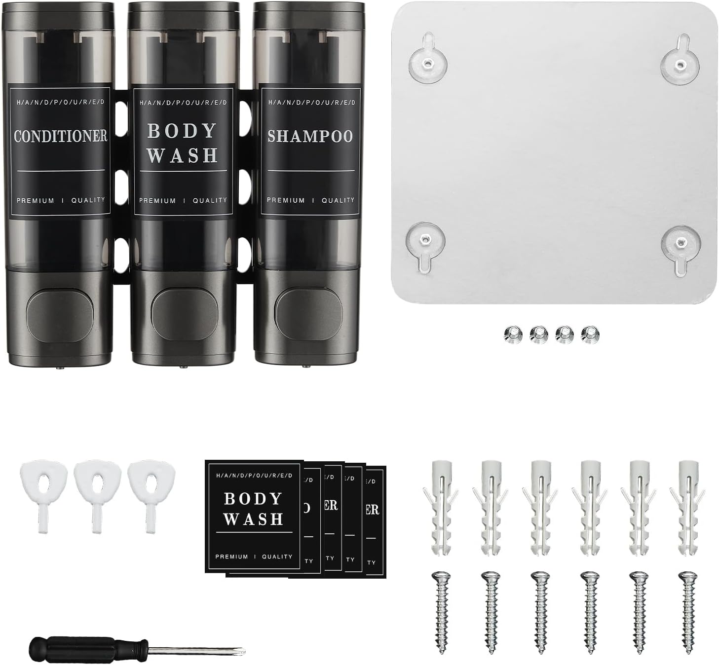 No-Drill Triple Shower Soap Dispenser