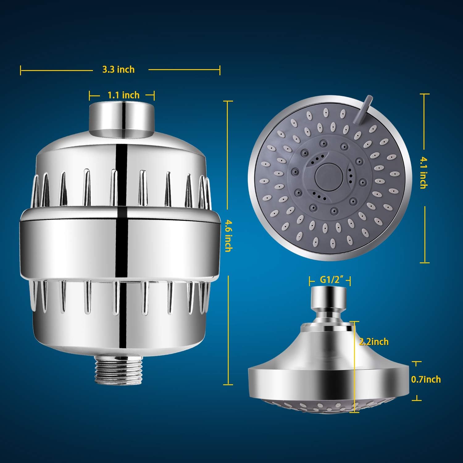 5-Speed Adjustable Hard Water Shower Filter