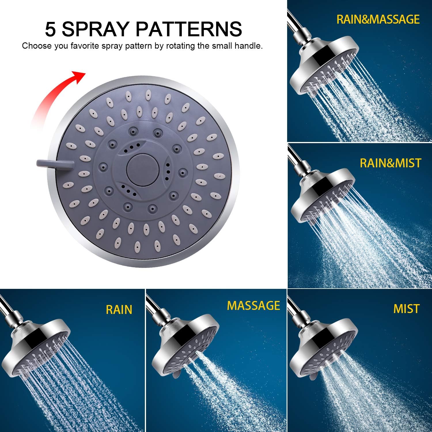 5-Speed Adjustable Hard Water Shower Filter