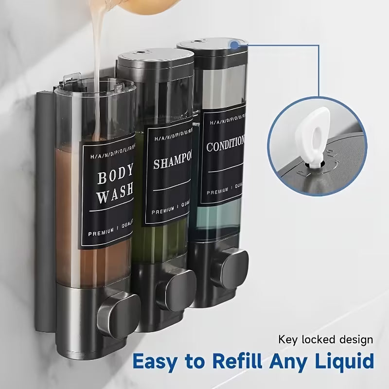 No-Drill Triple Shower Soap Dispenser