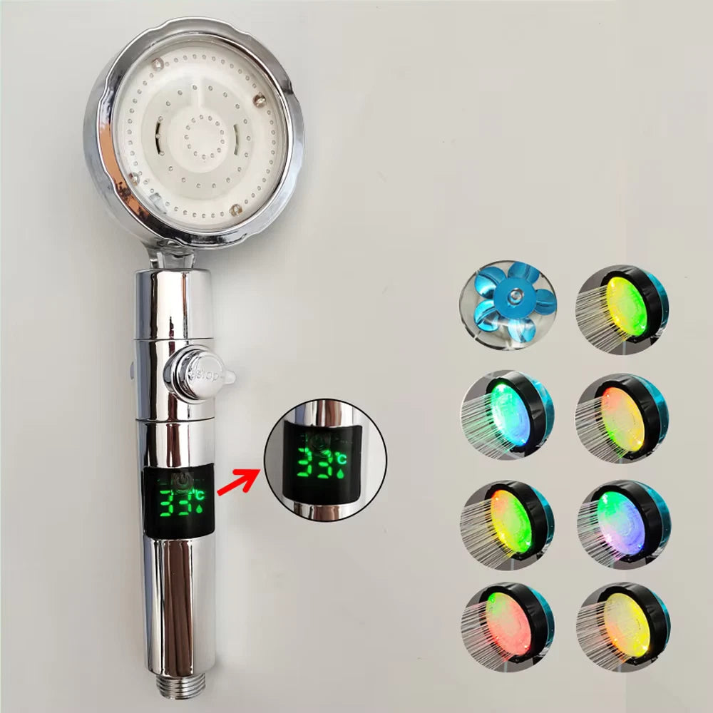 Premium 3-Color Temp Control LED Showerhead